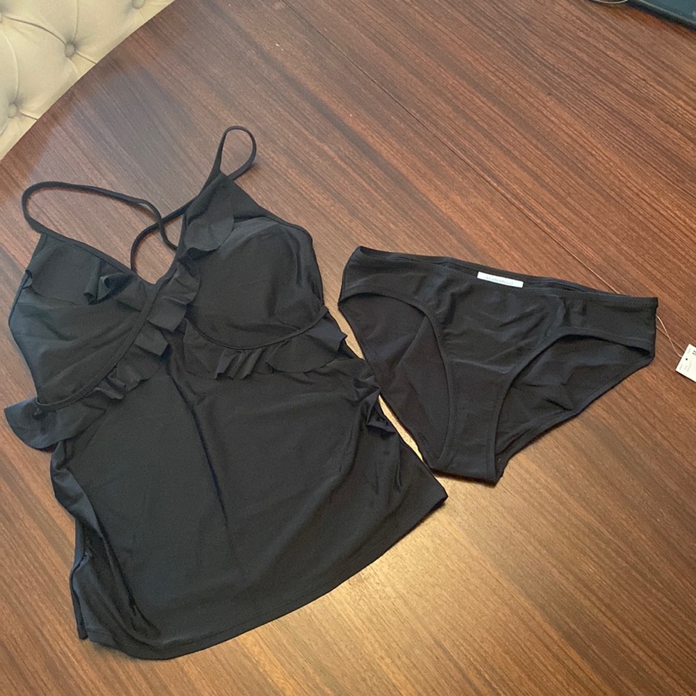 Black maternity tankini swimsuit